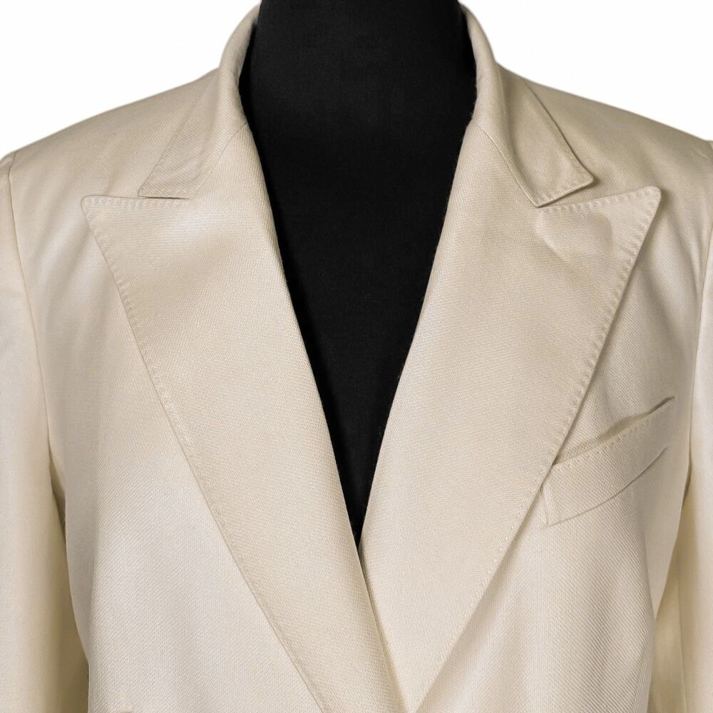 Ralph Lauren Purple Label Cashmere Blazer 10 Cream Double Breasted USA Silk - Picture 5 of 14
